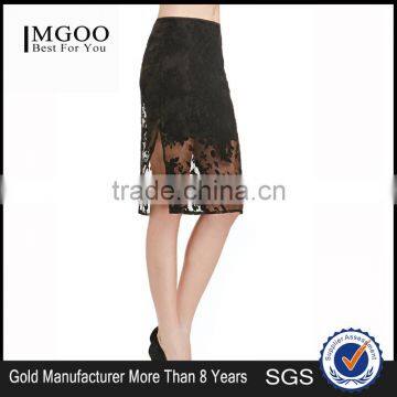 MGOO Cheap Price Quality Guaranteed Split Black Lace Skirts For Women Sexy Slinky Skirt Divided 15145A382