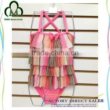 Summer Wear Bikini Baby Girl One-piece Swimsuit Knit Cotton Swimwear Color Options photo-2