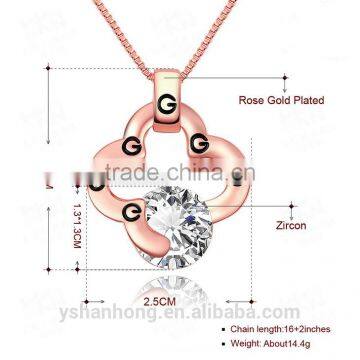 Fashion Plating Rose Gold Zircon Pendant Necklace photo-4