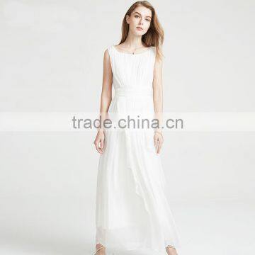 Z&M Women's 2017 New White Fashion Dress Green Silk Dress Long Dress photo-3