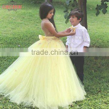 Yellow flower girl dress for 9 Years Girl