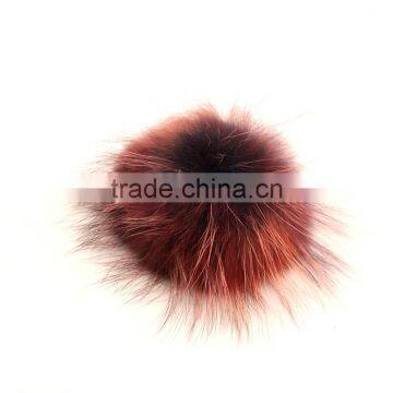 Myfur Random Dyed Color Real Raccoon Fur Bobble Hat Accessory Pom Poms