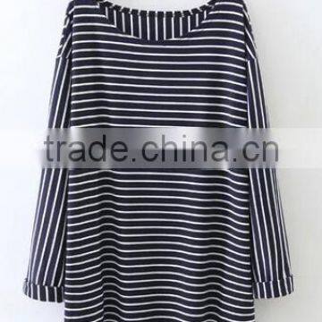 Runwaylover EY2370B Long Style 2017 Ladies Fashion Stripe Loose Blouse photo-5