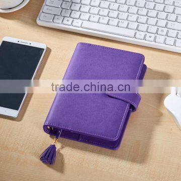 High Quality pu Cover Planner With Metal Buckle Custom Loose Leaf Binding Notebook With Tassels Gold Foil Logo photo-3