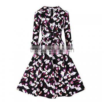 Walson Women's 1950s Vintage 3/4 Sleeve Rockabilly Swing Dress photo-4