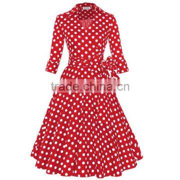 Walson Z&M 2016 Retro 50s Prom Dress Cheap Vintage Long Sleeved Polka Dots Swing Jive Dress Rockabilly Prom Dress 50s photo-4