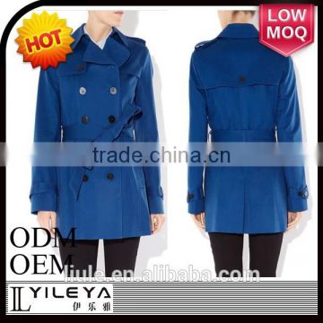 latest stylish double breasted blue women suit coat