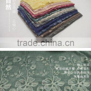 New Fashion Custom Embroidery Flower Plain Dyed Linon Viscose Hijab Scarf photo-5