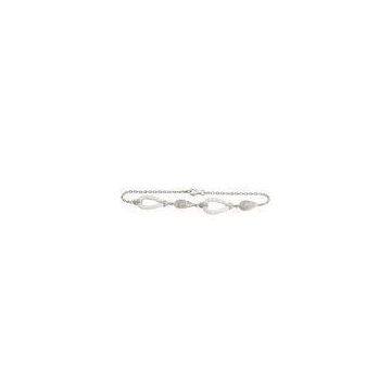 White Pear Shape Ceramic Silver Bracelet With 925 Sterling Silver , Lead Free CSB0546