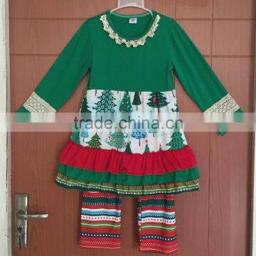 Winter Custom Children Red Xmas Outfits Set Baby Girls Christmas Clothes photo-3