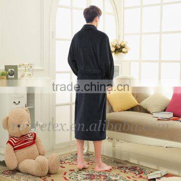 Men Warm Night Robe 100% Polyester Bath Gown Coral Flannel Pajamas Set photo-5