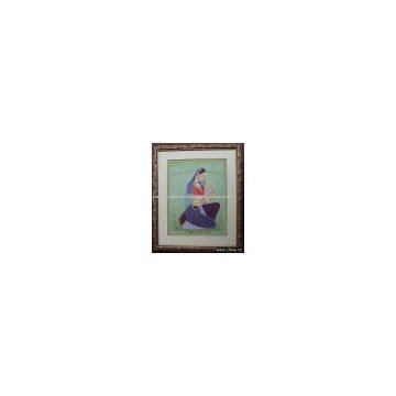 Lady Looking into mirror, Ragini, Paper Painting