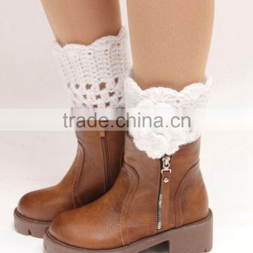 Hot Brown Women Knitting Snowflake Deer Shape Footless Knee Socks Leg Warmer