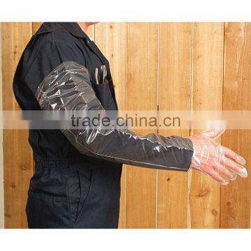 Colored disposable LDPE/HDPE/PE plastic veterinary glove with long sleeve