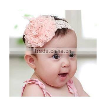 2014 new style cute headband baby,slik lace chiffon fabric flower baby headwear/headband for girl/children