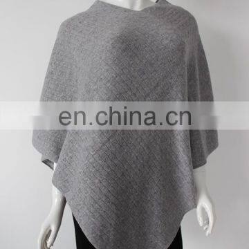 wholesale price luxurious cashmere cable v neck ponchos for women