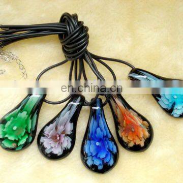 Handmade Mix Color Lampwork Art Murano Glass Bead Pendant Necklace CTN1108