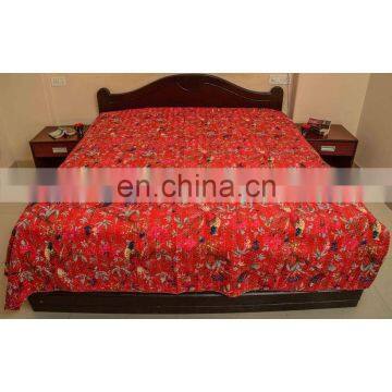 Bird Print Kantha Quilt Bird Of Paradise Cotton Kantha Bed Cover