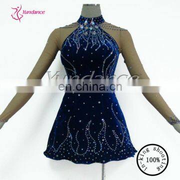 L-13101 Beautiful Ballroom Dance Adult Stage Classic Velvet Ice Skating Dance Dresses