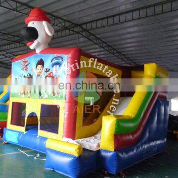 Top quality PVC inflatable castle house /big dog jumping bouncy castle kids toys castle with slide