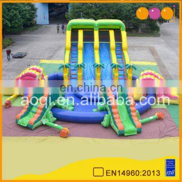 China Inflatable Manufacturer Dinosaur Giant Inflatable Water Slide with Big Inflatable Swimming Pool