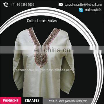 White Embroidered Neck Design Long Kurtis photo-6