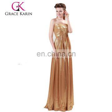 2015 Luxurious Golden Evening Prom Party Gowns Long Dresses CL4418