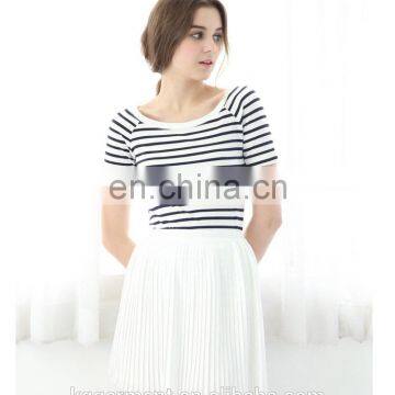 Latest fashion o neck stripe raglan women's top wholesale summer t-shirt