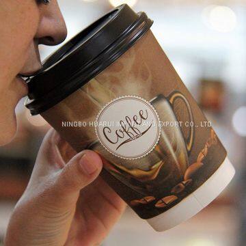 Disposable Paper Coffee Cups With Lids 12oz Double Walled Sturdy Stylish Design Paper Coffee Cup photo-3