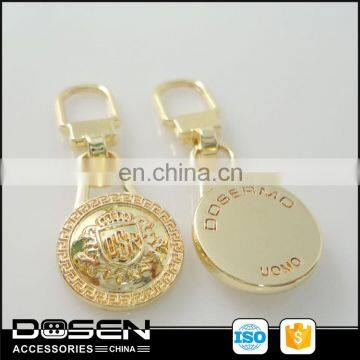 High quality gold tone custom designer metal zipper pull dolls accessories. horse dog racing luggage parts