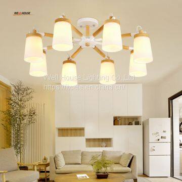 LED Chandelier Living Room Restaurant the Bedroom Wood Minimalist Modern Wind Industry With Creative Japanese-style photo-3