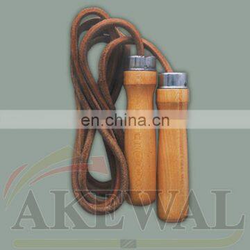 Leather Jump Rope In Wooden Handles