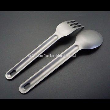 Titanium Spork - Lightweight & Strong Metal Spoon, Fork, Knife Cutlery includes Storage Bag from Wild Peak