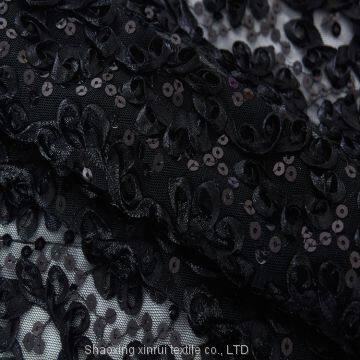 Black and Gold Sequin Paillette Fabric Embroidery photo-4