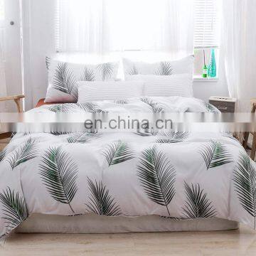 Simple Leaf print bed sheet home quilt bedding set 100% cotton