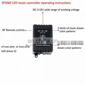 SP106E DC5-12V RF Remote LED Music Controller for WS2811 WS2812B 1903 Strip