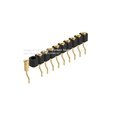 Dnenlink 2.54mm Pitch Single Row H4.0mm Concave Contact Female HeaderRight Angle SMT Type PogoPin Header photo-4