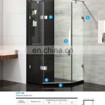 Safe Frameless Glass Shower Room House Stainless Steel Fittings Pull Sliding Door photo-2