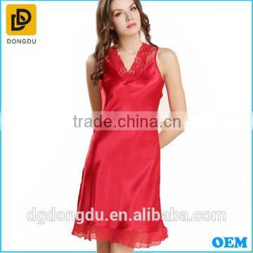 Roya Red Luxury Short Satin Silk Women Robe /Sexy Elegant Silk Nightgown