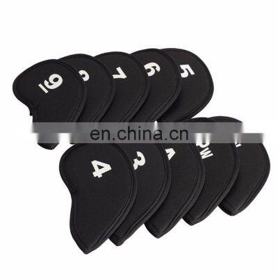 Hot Sale 10Pcs golf club head covers Iron Putter Protective Cover HeadCovers Set Neoprene Black Sports Accessory