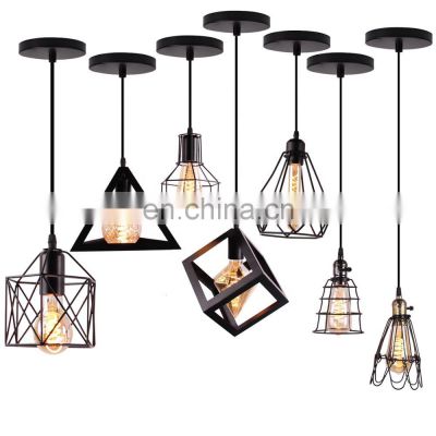 Retro Black Hanging Lighting E27 Iron Industrial Vintage Pendant Lamp