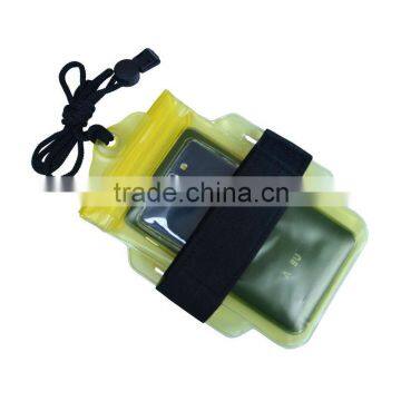 Hot sale pvc mobile phone waterproof swimming bag yellow