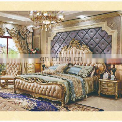 Luxury Leather Antique Style Furniture Soft Beds Cama Furniture