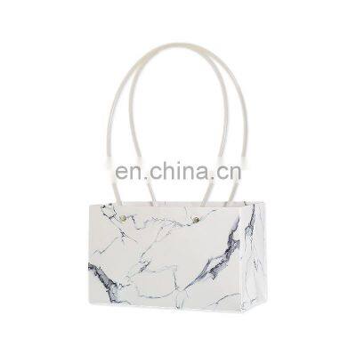 Custom Logo Luxury Gifts Hand Drawstring Flower Gift Marble Paper Bag With Logo Print photo-3