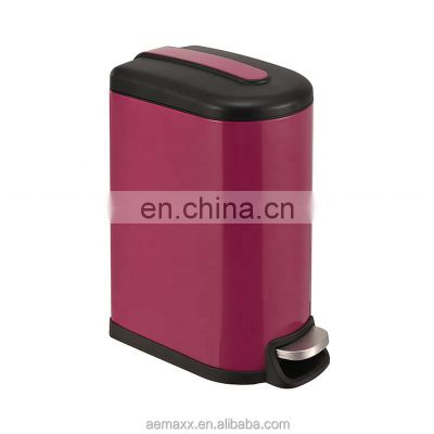 10L 40L household garbage bin stainless steel pedal recycle bin powder coating dark red soft close foot trash can