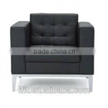 High Quality Black Leather Chair/Leather Sofa with Stainless Steel Frame