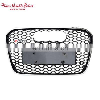 High quality front grill for Audi A6 A6L center honeycomb silver bumper grille for RS6 Chrome silver black style 2012-2015