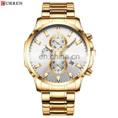 CURREN 8348 Men Stylish Big Dial Quartz Watches Stainless Steel Chronograph Calendar Business Classic Dress Mens Watch