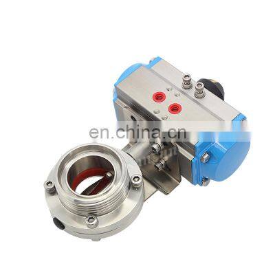 sanitary Intelligent aluminum actuator pneumatic control butterfly valve for chemical