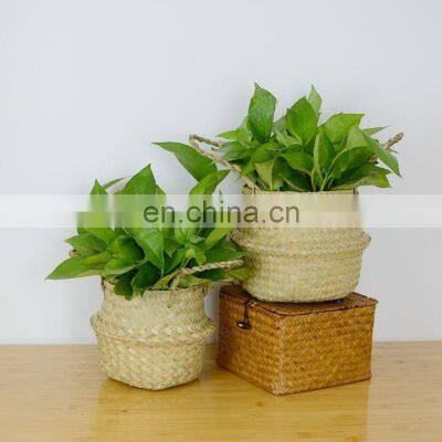 Natural plant pots seagrass basket planter ecor friendly seagrass woven style belly basket seagrass